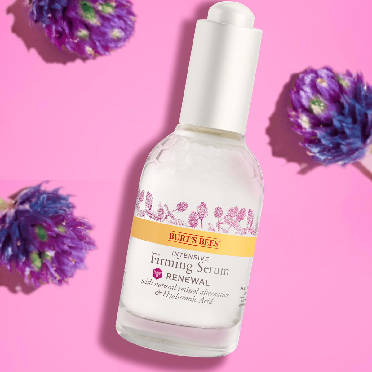 Burt's Bees box packaging and bottle showing clean natural presentation benefit