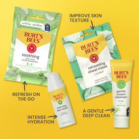 Burt's Bees calming day lotion bottle demonstrating lightweight hydration benefits