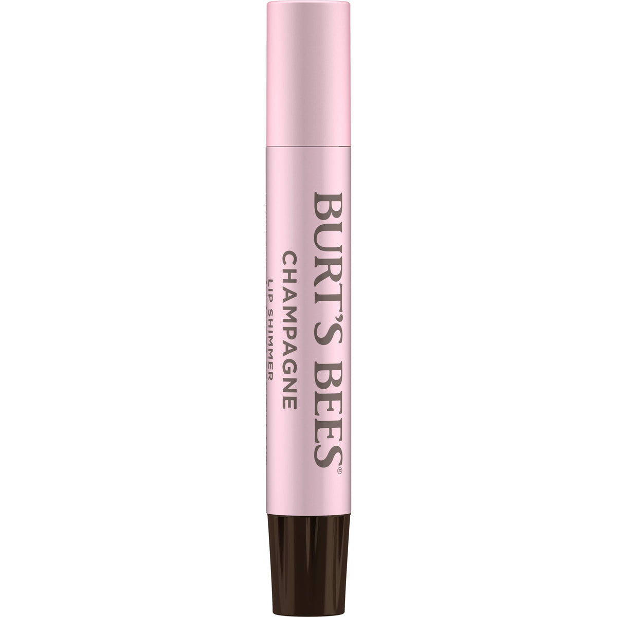 Burt's Bees open twist-up stick revealing buildable champagne-pink tint