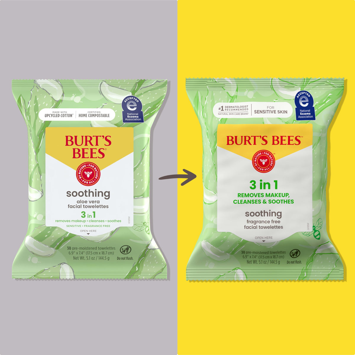 Burt's Bees close-up of plant-based cloth texture for gentle cleansing
