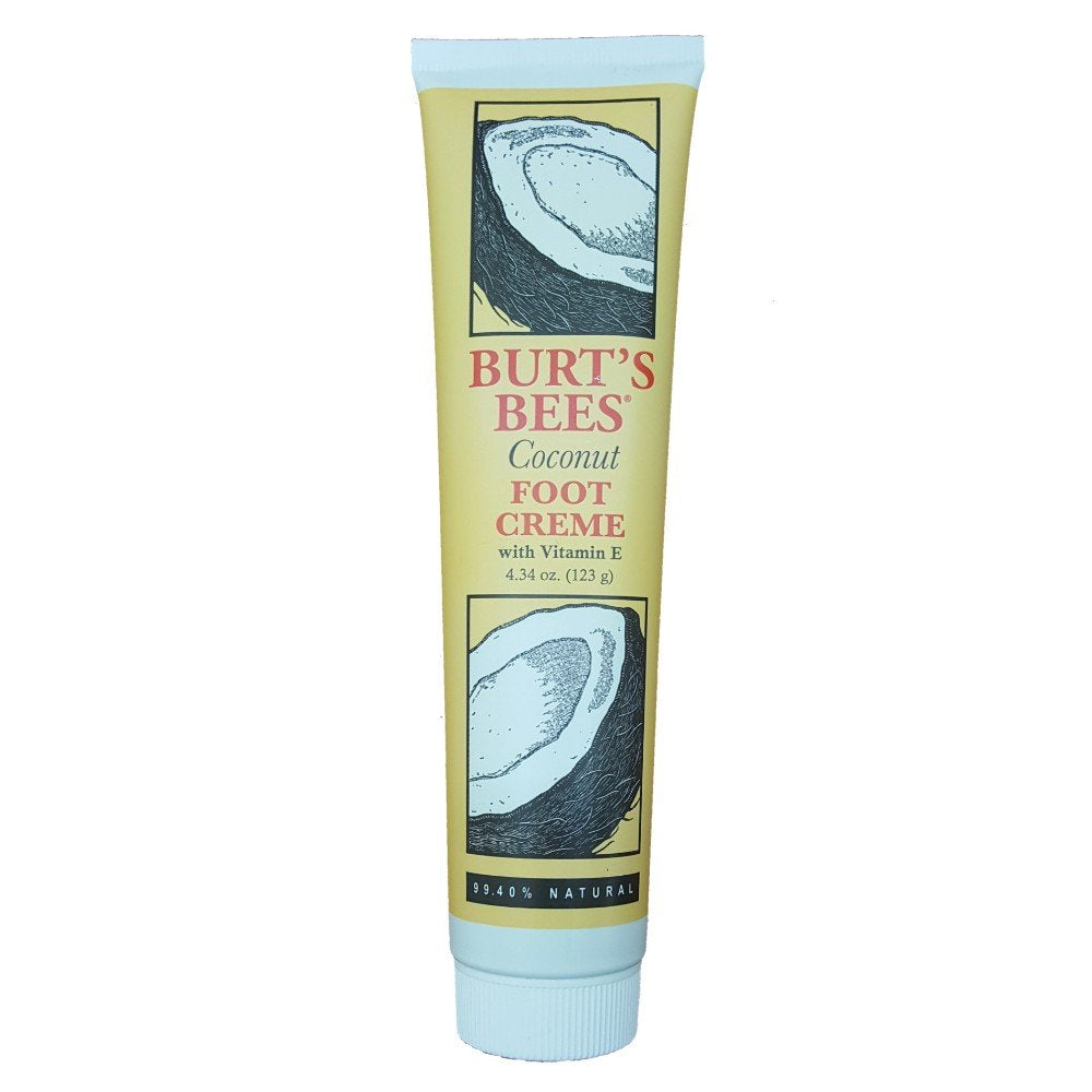 Burt's Bees coconut foot creme texture close-up illustrating rich, creamy emollient consistency