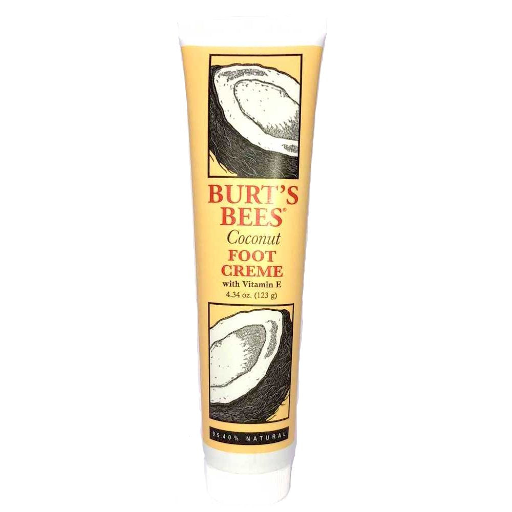 Burt's Bees coconut foot creme tube front showing label and size for nourishing hydration
