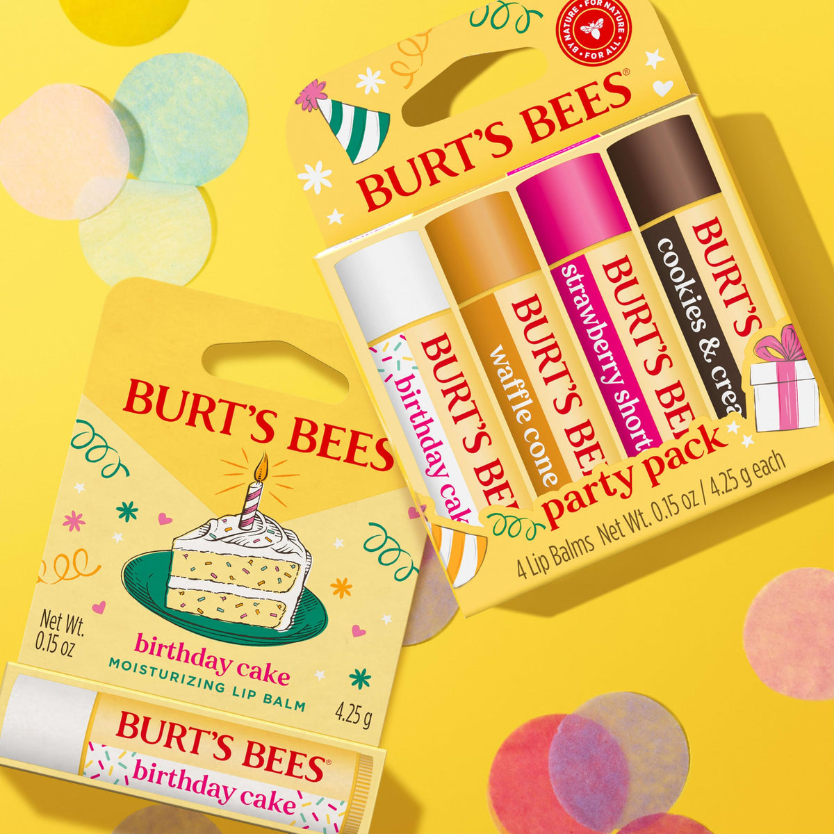 Burt's Bees Cookies & Cream balm texture swipe showing creamy finish and non-greasy feel