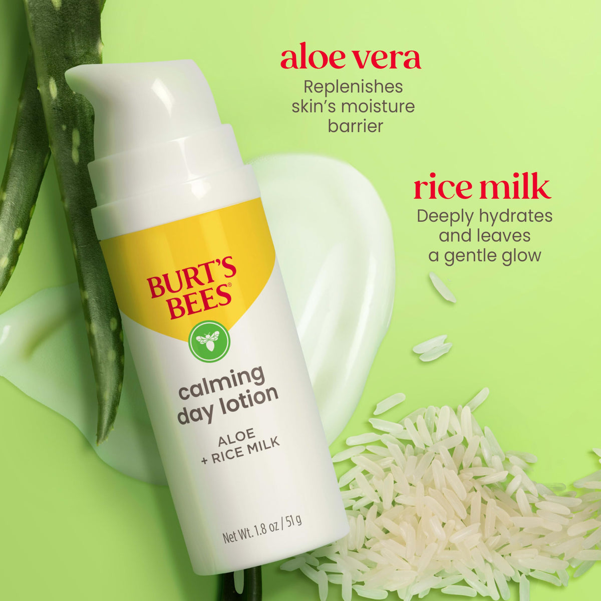 Burt's Bees label close-up with cotton extract highlighting barrier-support benefit