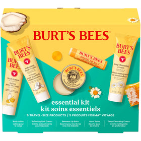Burt's Bees essentials set front packaging showing five travel-size items for gifting