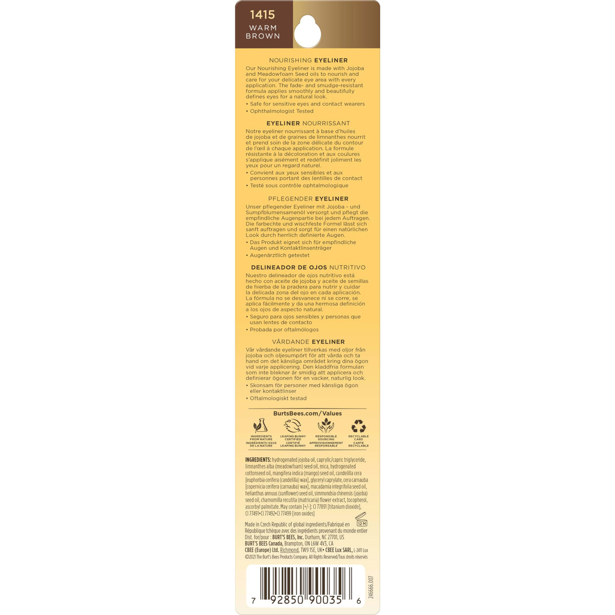 Burt's Bees pencil with cap removed illustrating twist-and-use convenience
