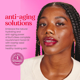 Burt's Bees close-up texture of oil highlighting lightweight absorption benefit