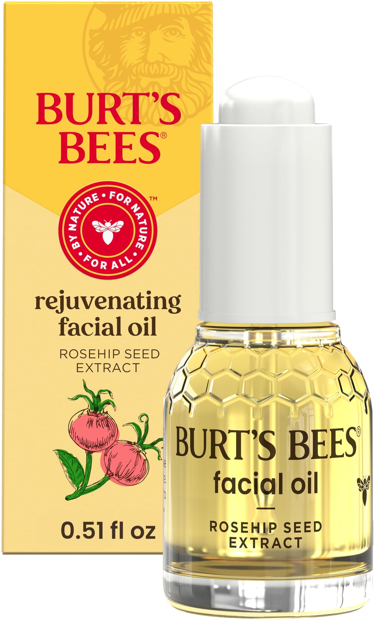 Burt's Bees front packaging showing 0.51 fl oz bottle and branding benefit hydration