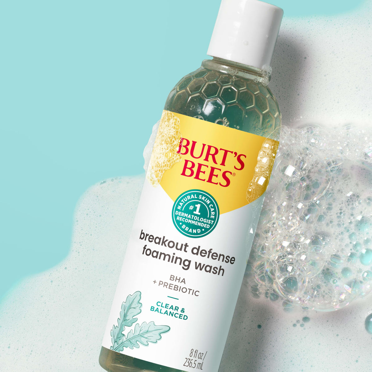 Burt's Bees 8 oz bottle next to a ruler for size and usage expectation