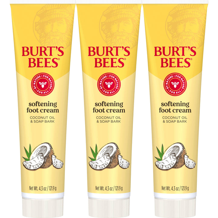 Burt's Bees front packaging showing three 4.3 oz tubes and product name benefit