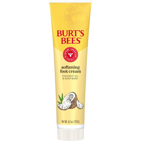 Burt's Bees foot cream on bathroom shelf conveying spa-like daily care benefits