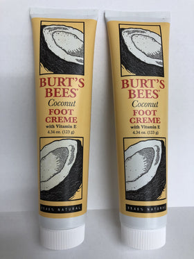 Burt's Bees foot creme applied to feet on a towel demonstrating smooth, softened heels