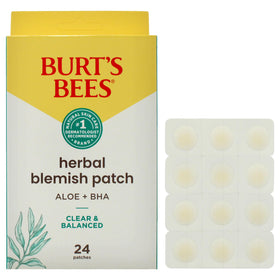 Burt's Bees front packaging showing 24 blemish patches and benefits