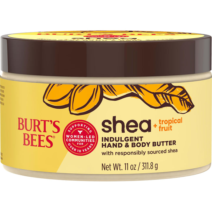 Burt's Bees front tub showing product and tropical fruit scent benefit