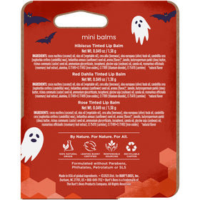 Burt's Bees gift bag and card display showing how minis work as small holiday gifts