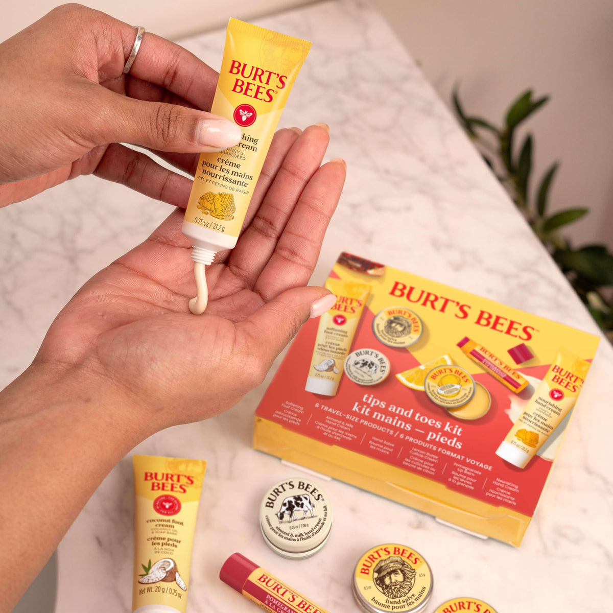 Burt's Bees gift-ready packaging with ribbon, perfect for giving without wrapping