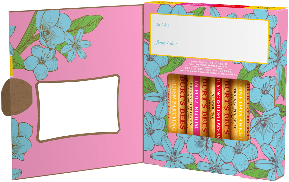 Burt's Bees gift set styled on desk suggesting everyday carry and thoughtful gifting