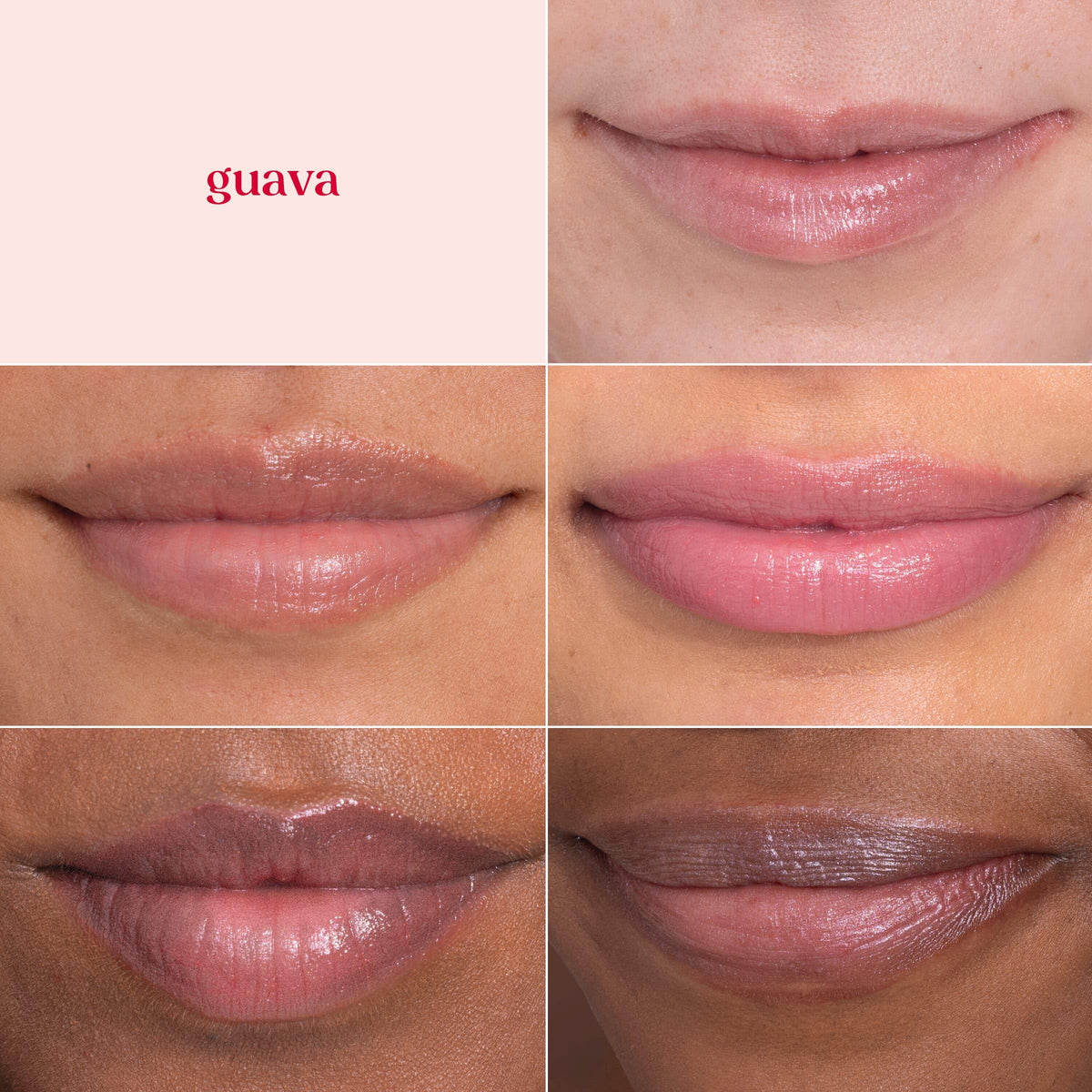 Burt's Bees tint swiped on lips showing lavender-guava color payoff