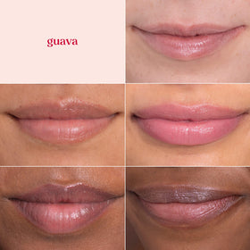 Burt's Bees tint swiped on lips showing lavender-guava color payoff