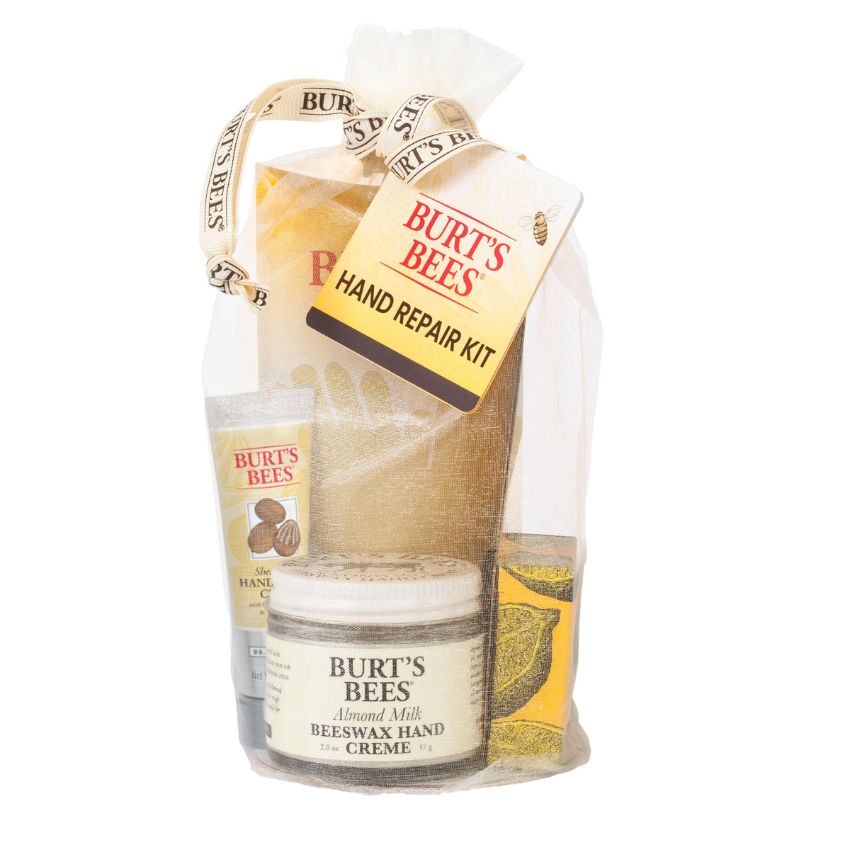 Burt's Bees front packaging shows gift-ready set and natural ingredients benefit