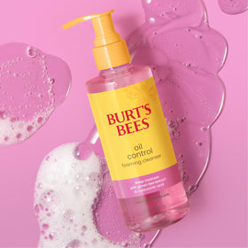 Burt's Bees cleanser staged on bathroom counter within morning routine, showing daily use benefit