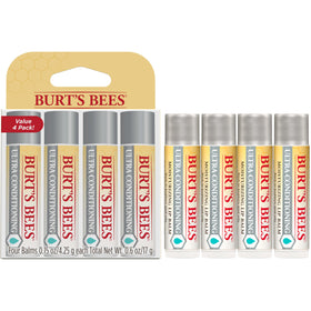 Burt's Bees natural butters and oils displayed highlighting nourishing ingredients benefit