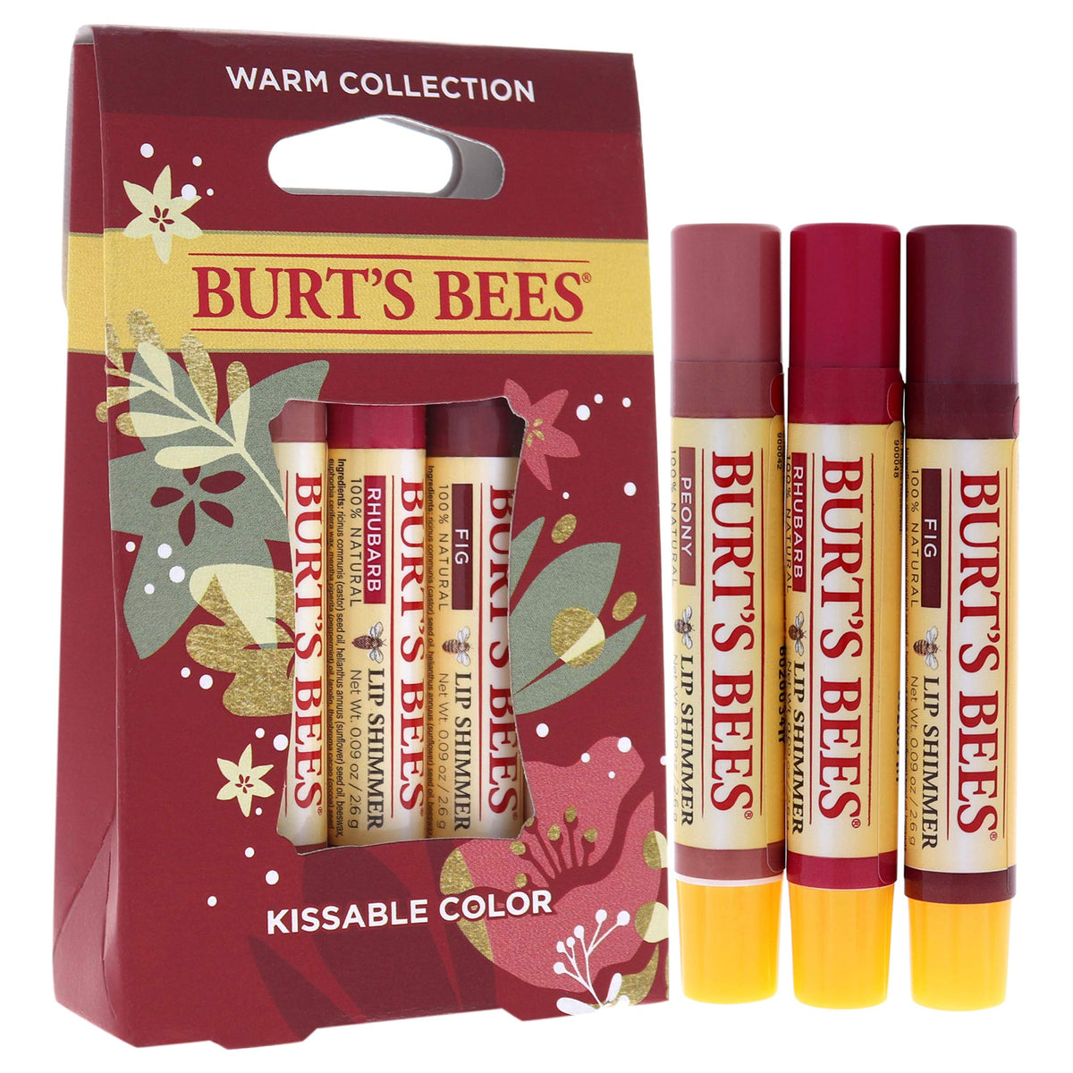 Burt's Bees lip shimmer held in hand to show compact travel size