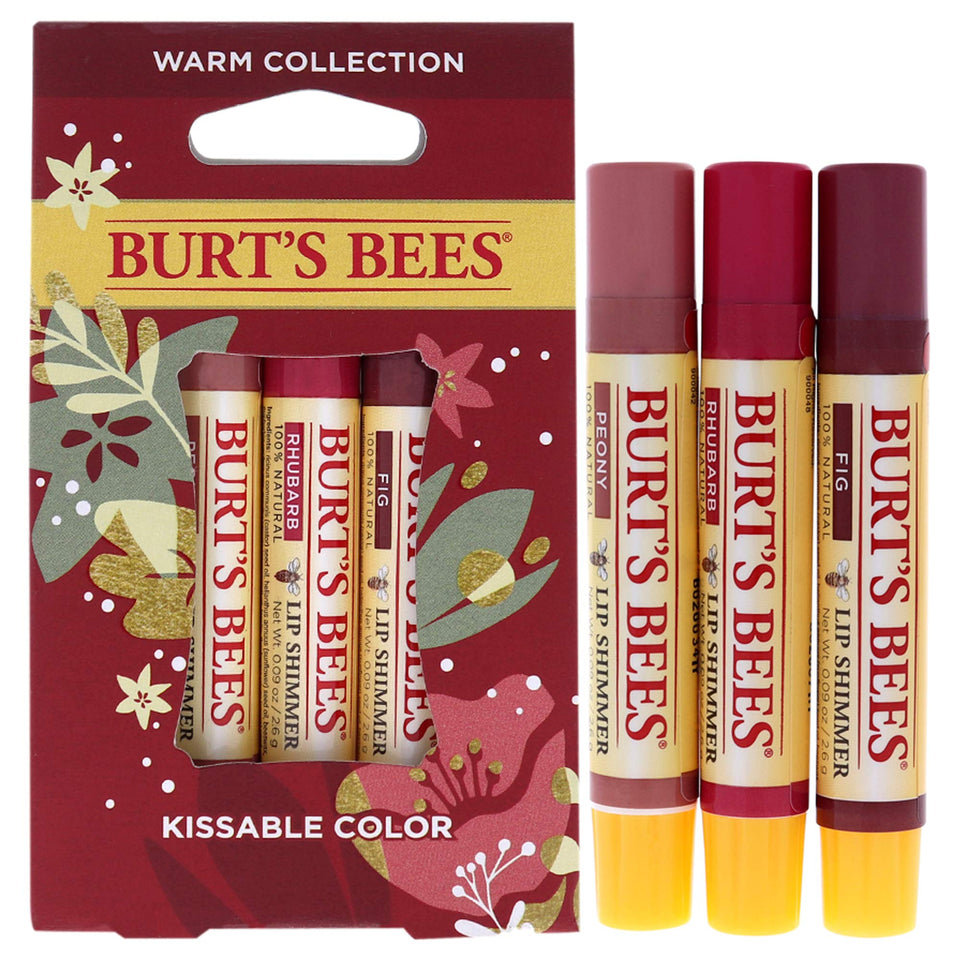 Burt's Bees trio front packaging showing three warm shades and benefits