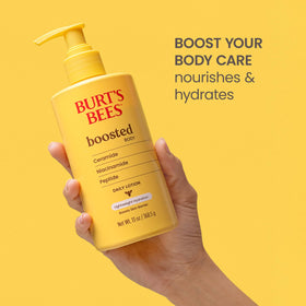 Burt's Bees label detail showing ingredient list and formulation benefits