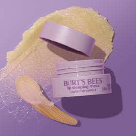 Burt's Bees lavender and vanilla botanicals illustrating relaxing scent benefit