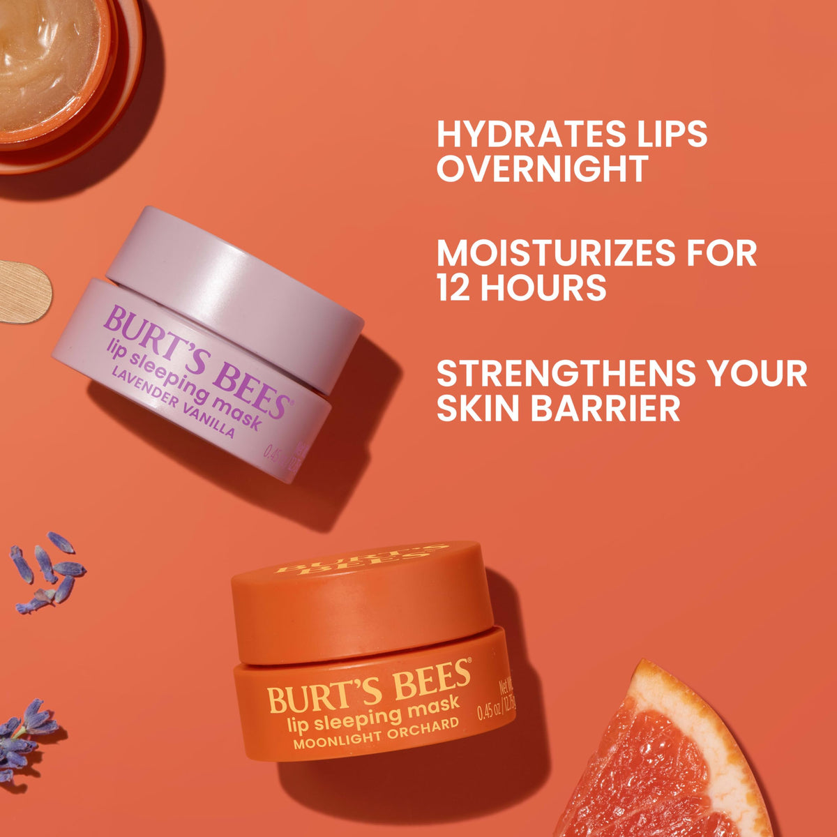 Burt's Bees jar open displaying thick gel texture for overnight hydration benefit