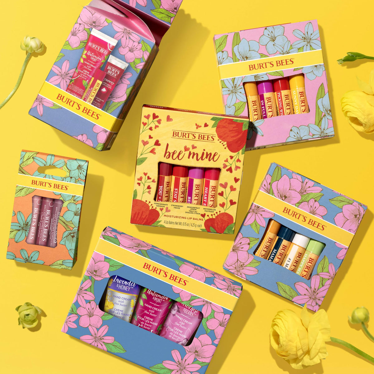Burt's Bees gift box styled on table suggesting ideal holiday gift benefit