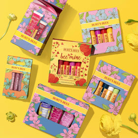 Burt's Bees gift box styled on table suggesting ideal holiday gift benefit