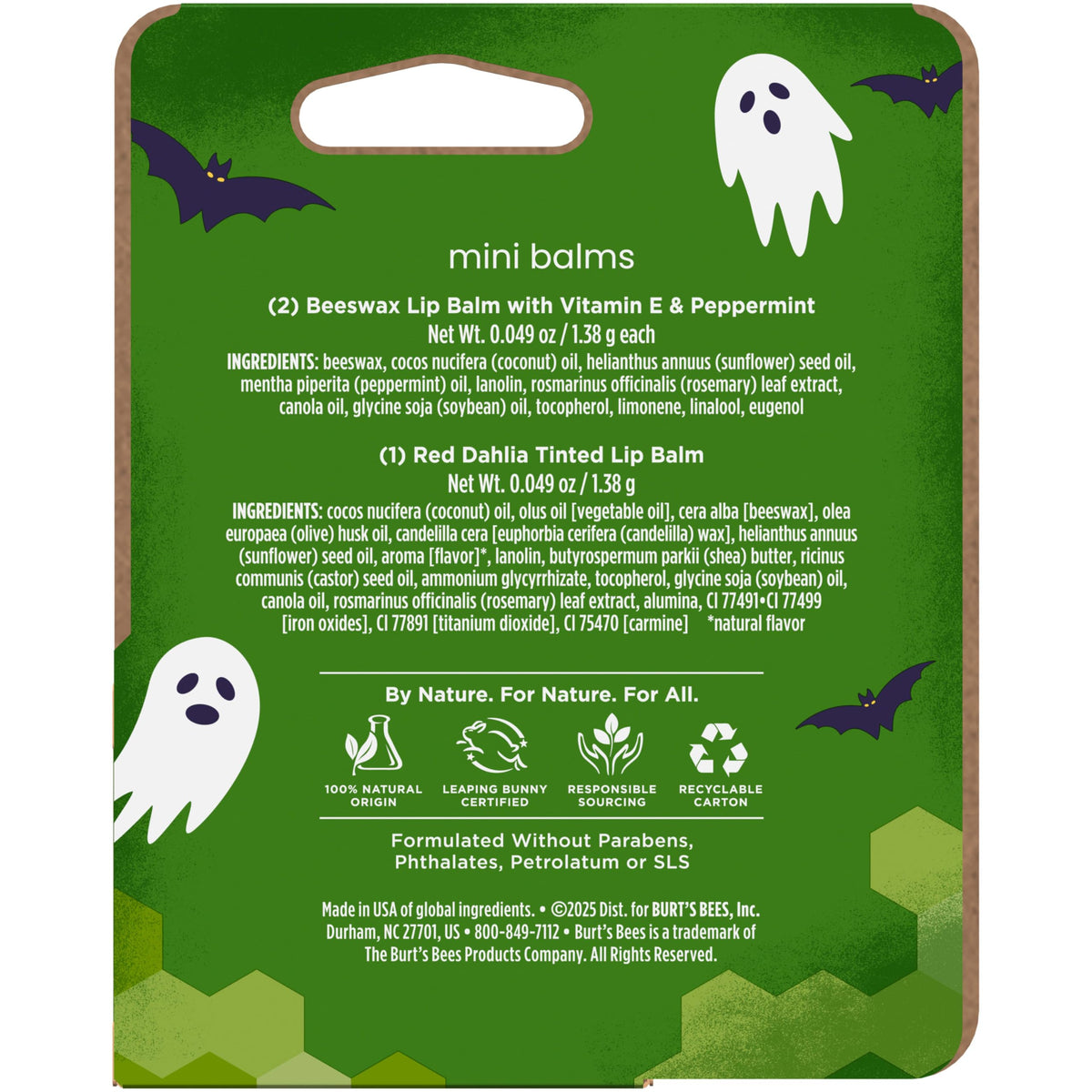 Burt's Bees mini balms in a Halloween gift bag illustrating seasonal gifting idea