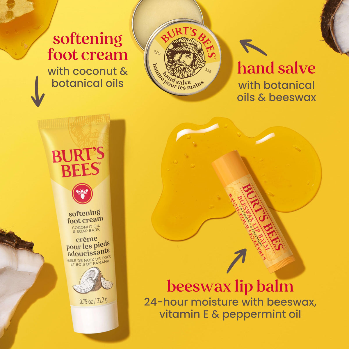 Burt's Bees beeswax lip balm twist-open view offering long-lasting moisture and refreshment