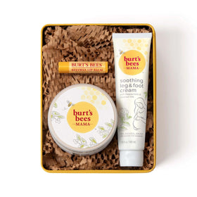 Burt's Bees tin front showing complete gift set and easy gifting