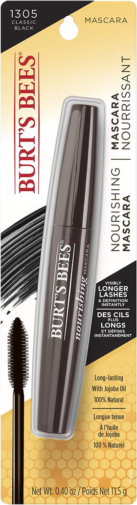 Burt's Bees mascara inside a makeup bag showing everyday portability and reliable wear
