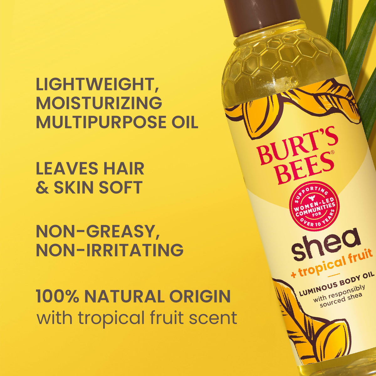 Burt's Bees oil droplet texture close-up highlighting lightweight absorption