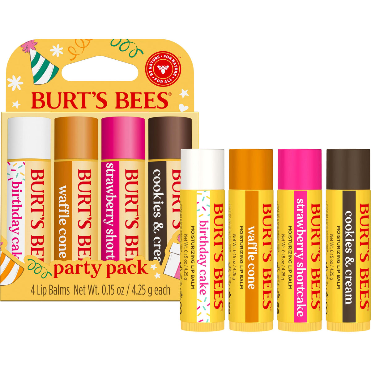 Burt's Bees party pack open in a casual gift setting showing ready-to-give presentation