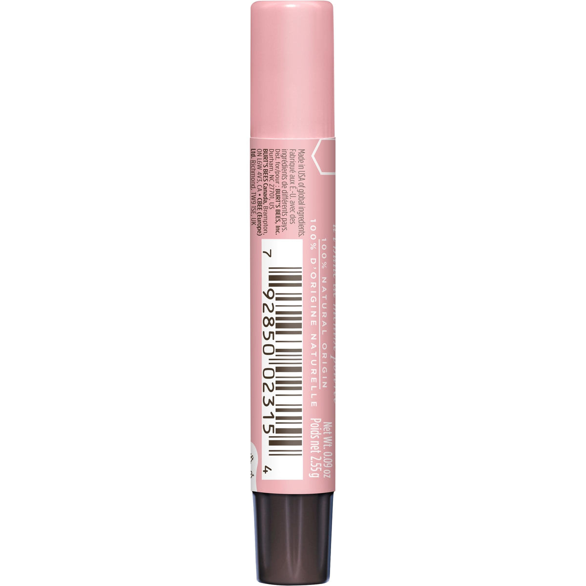 Burt's Bees open tube showing pearl sheen and buildable glow