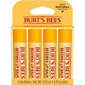 Burt's Bees front packaging showing original beeswax and peppermint benefit