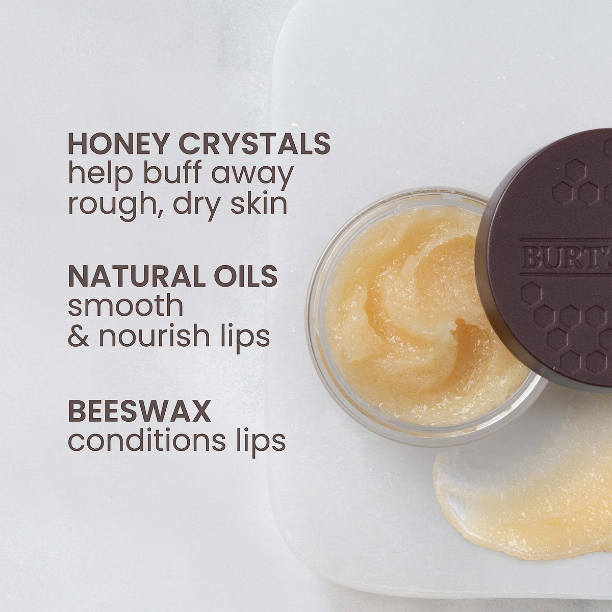 Burt's Bees overnight treatment open jar showing smooth balm for long hydration