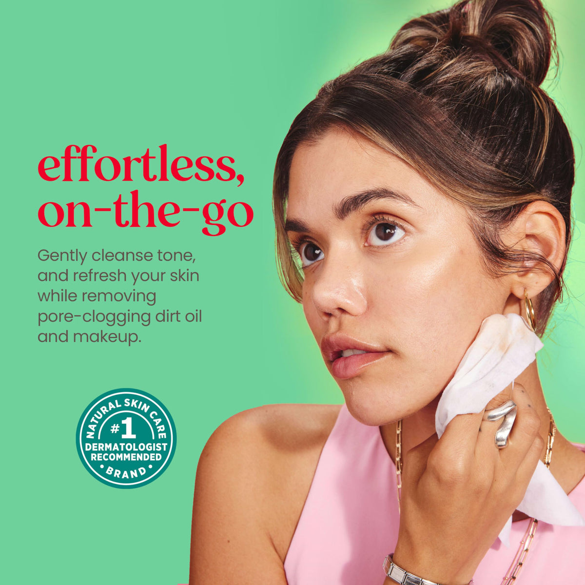 Burt's Bees open pack with a wipe pulled out for easy no-rinse cleansing
