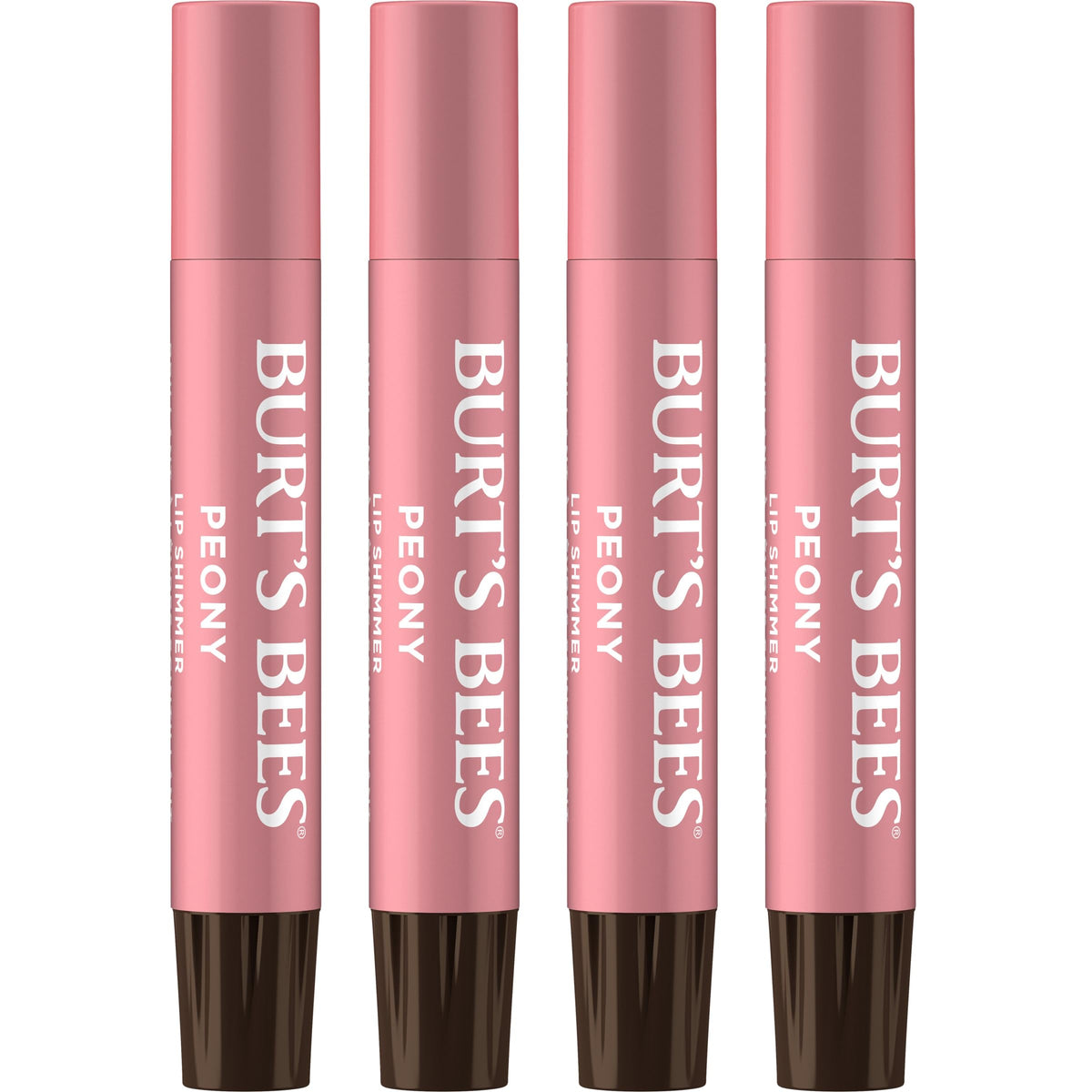 Burt's Bees front packaging showing peony shade and shimmer benefit