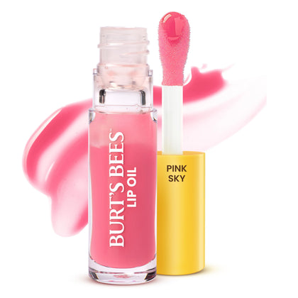 Burt's Bees front packaging showing Pink Sky lip oil and benefits