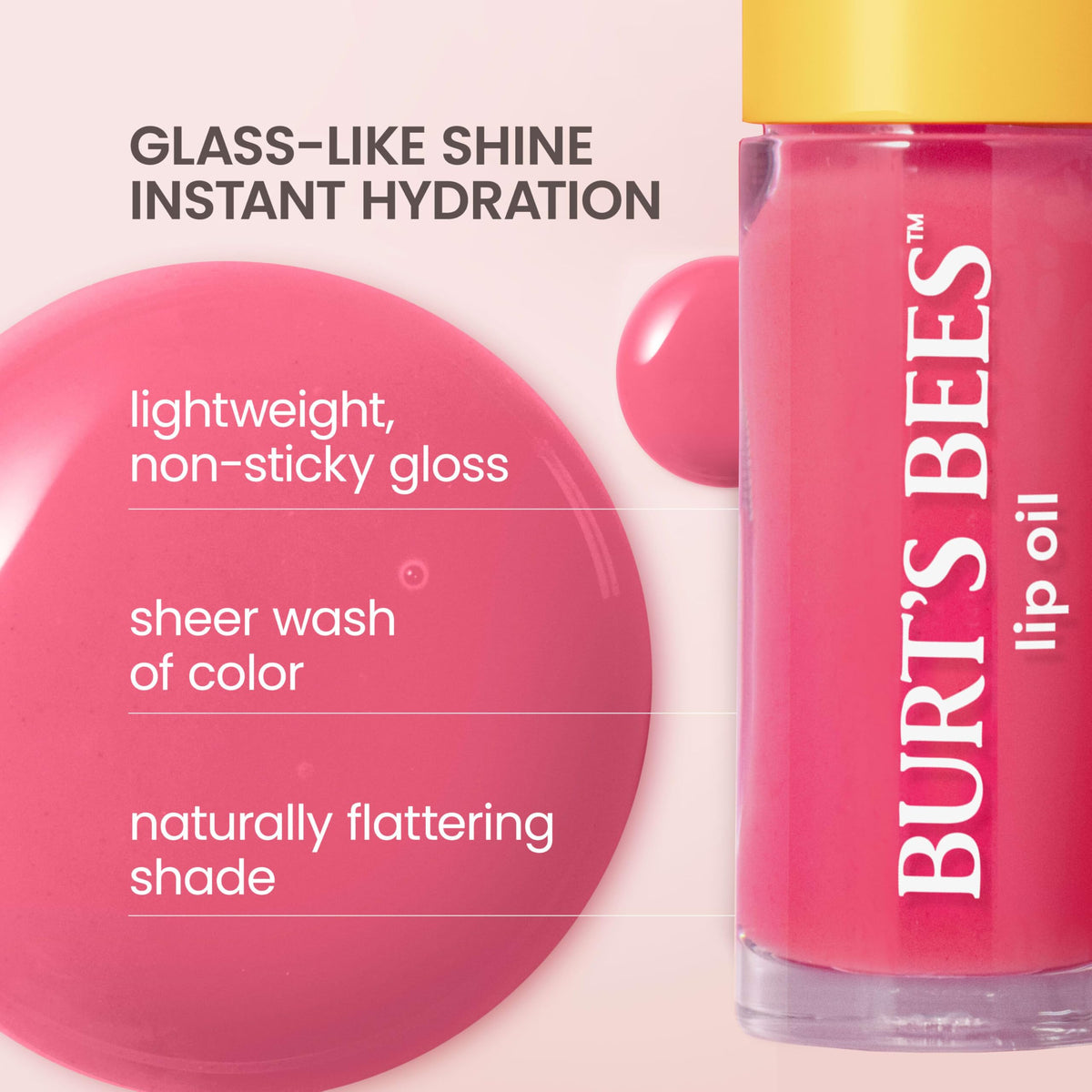 Burt's Bees oil texture pooled to show glossy, non-sticky finish