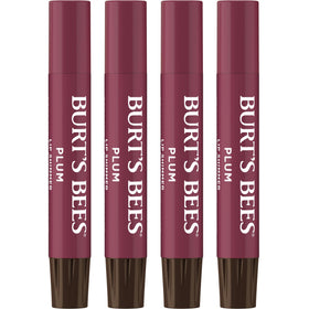 Burt's Bees plum pack front showing four shimmer lip tint sticks for convenient gifting