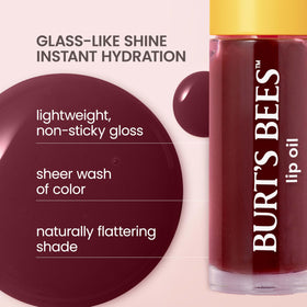 Burt's Bees lip oil texture close-up illustrating smooth hydrating finish