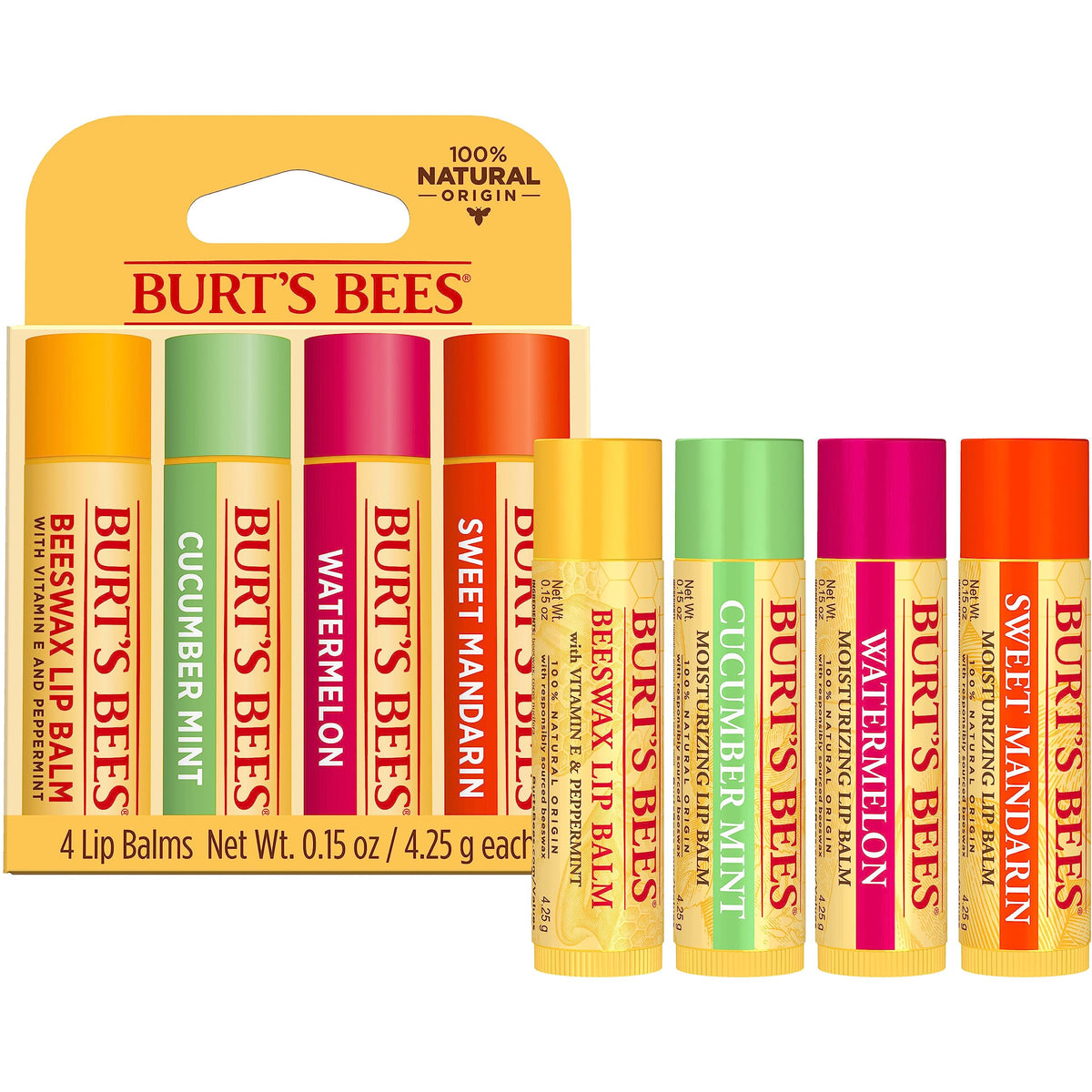 Burt's Bees tube in a pocket to illustrate compact, on-the-go convenience