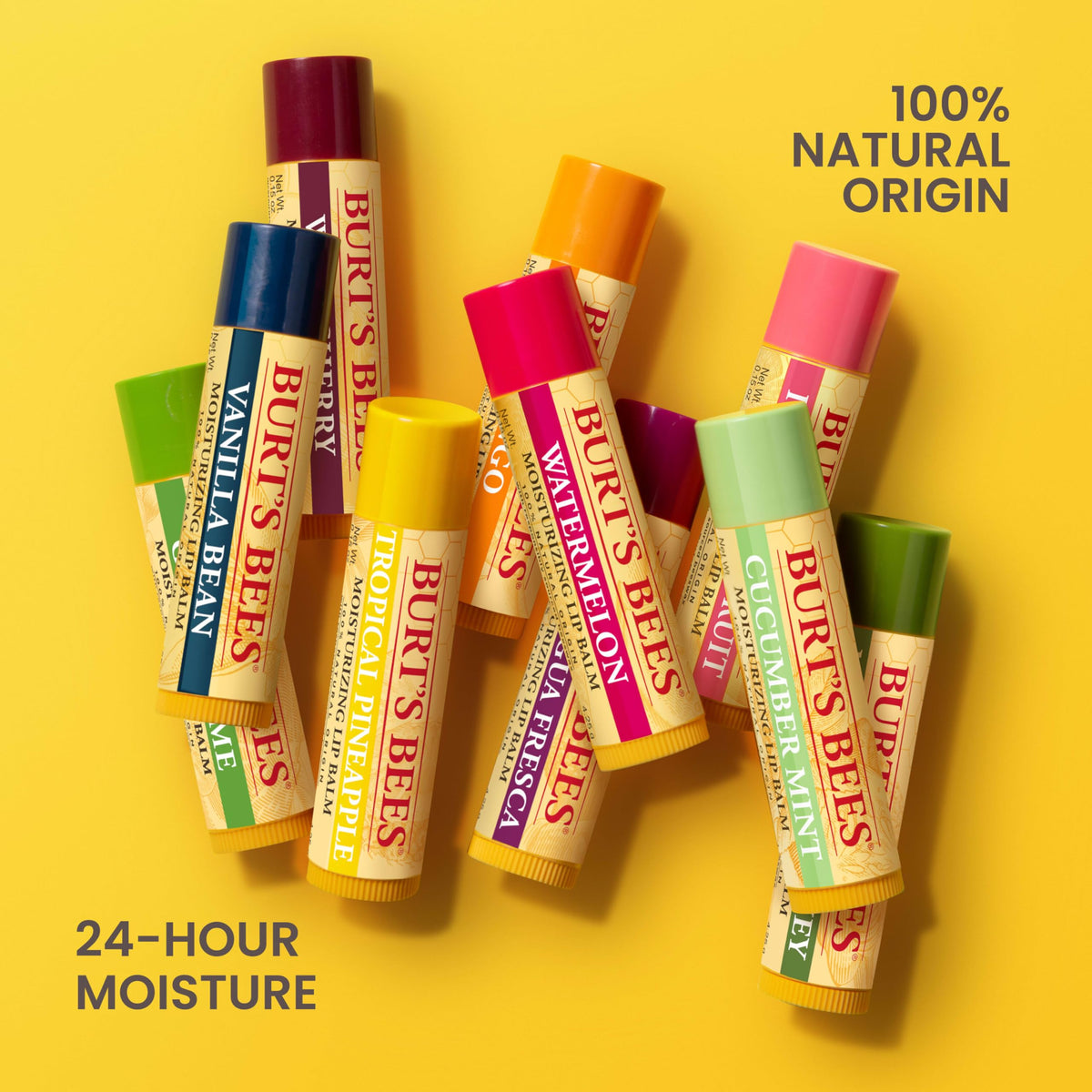 Burt's Bees in hand outdoors showing hydration and protection benefit